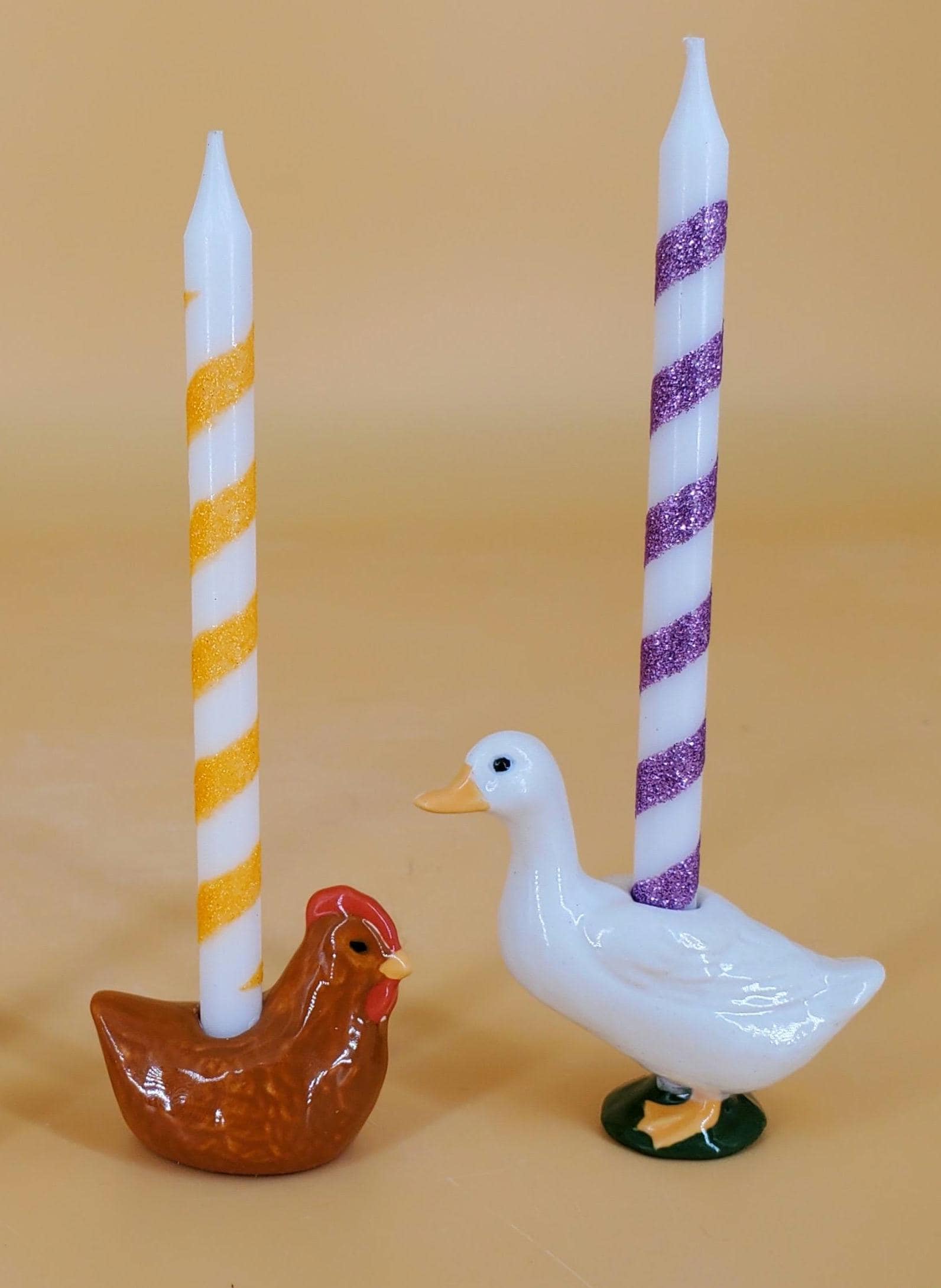 Birthday Candle Holder Birds - Slip Cast Ceramic Bisqueware - Ready To Paint - Unfinished or Customizable