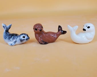 Seal - Sea Lion - Set of Three or Individual - Slip Cast Ceramic Bisqueware - Ready To Paint - Unfinished or Customizable