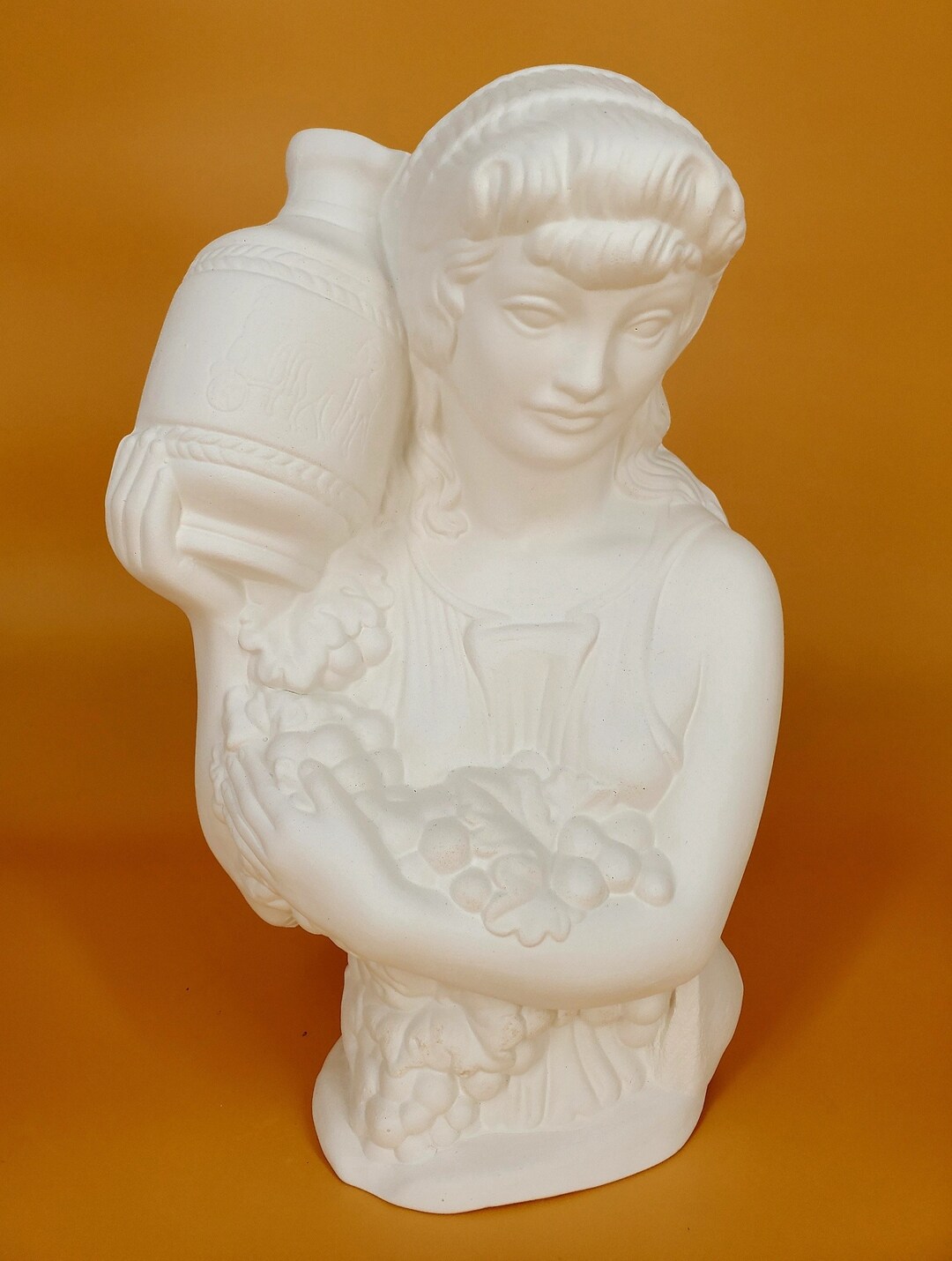 Greek Woman Bust Slip Cast Ceramic Bisqueware Etsy