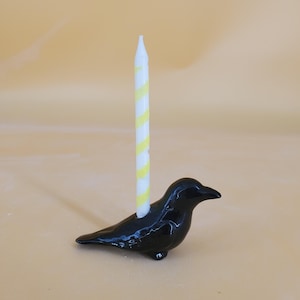 Birthday Candle Holder Raven - Ready To Paint - Unfinished or Customizable