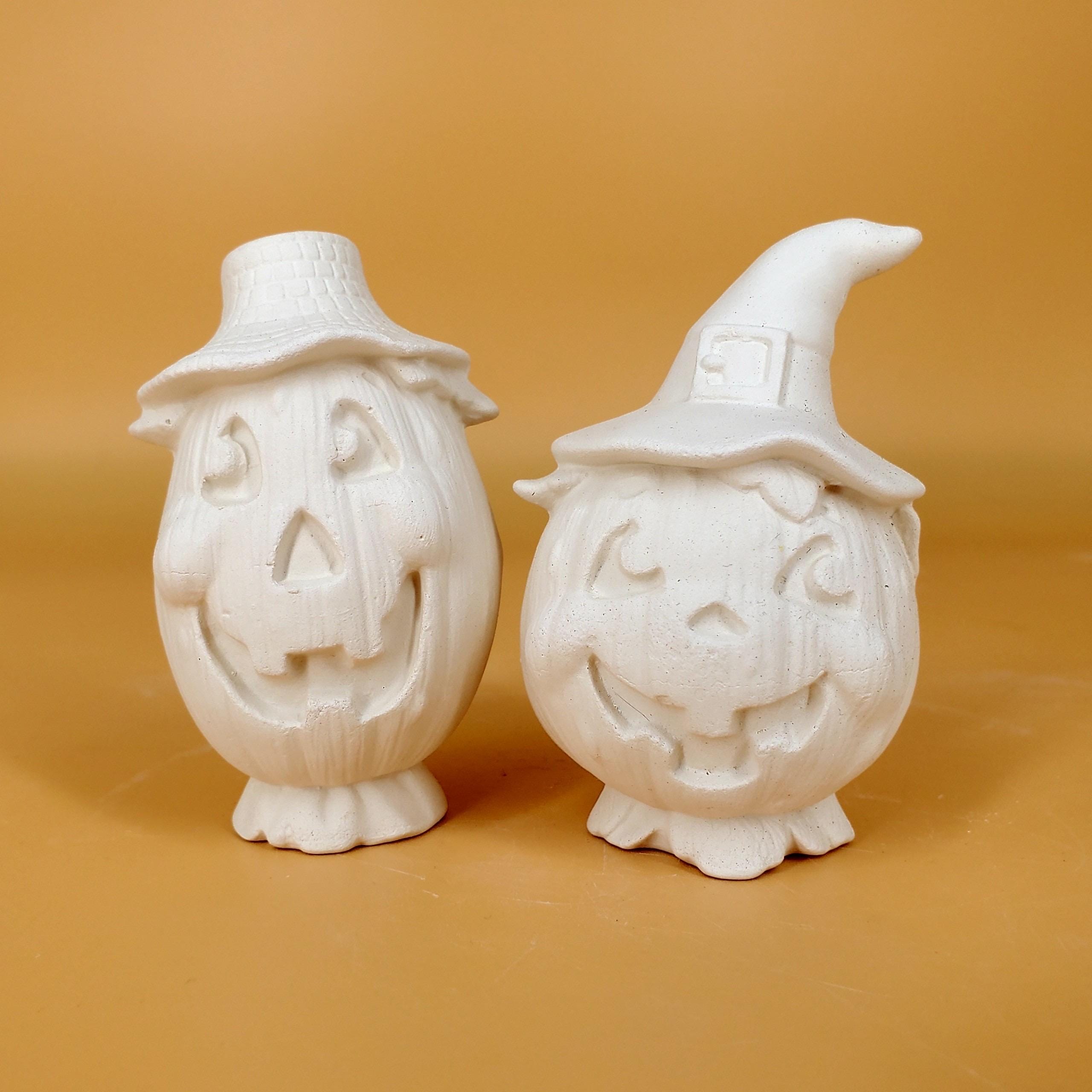 Mini Figurines Halloween En Céramique Biscuit - Lot De 6 - Prêtes à Peindre - Fait Main