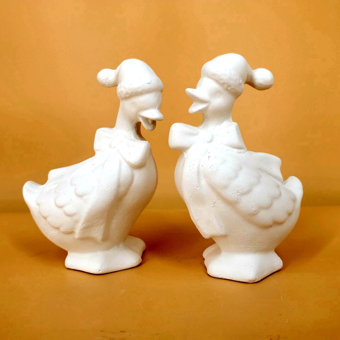 Christmas Duck Set Slip Cast Ceramic Bisqueware Etsy