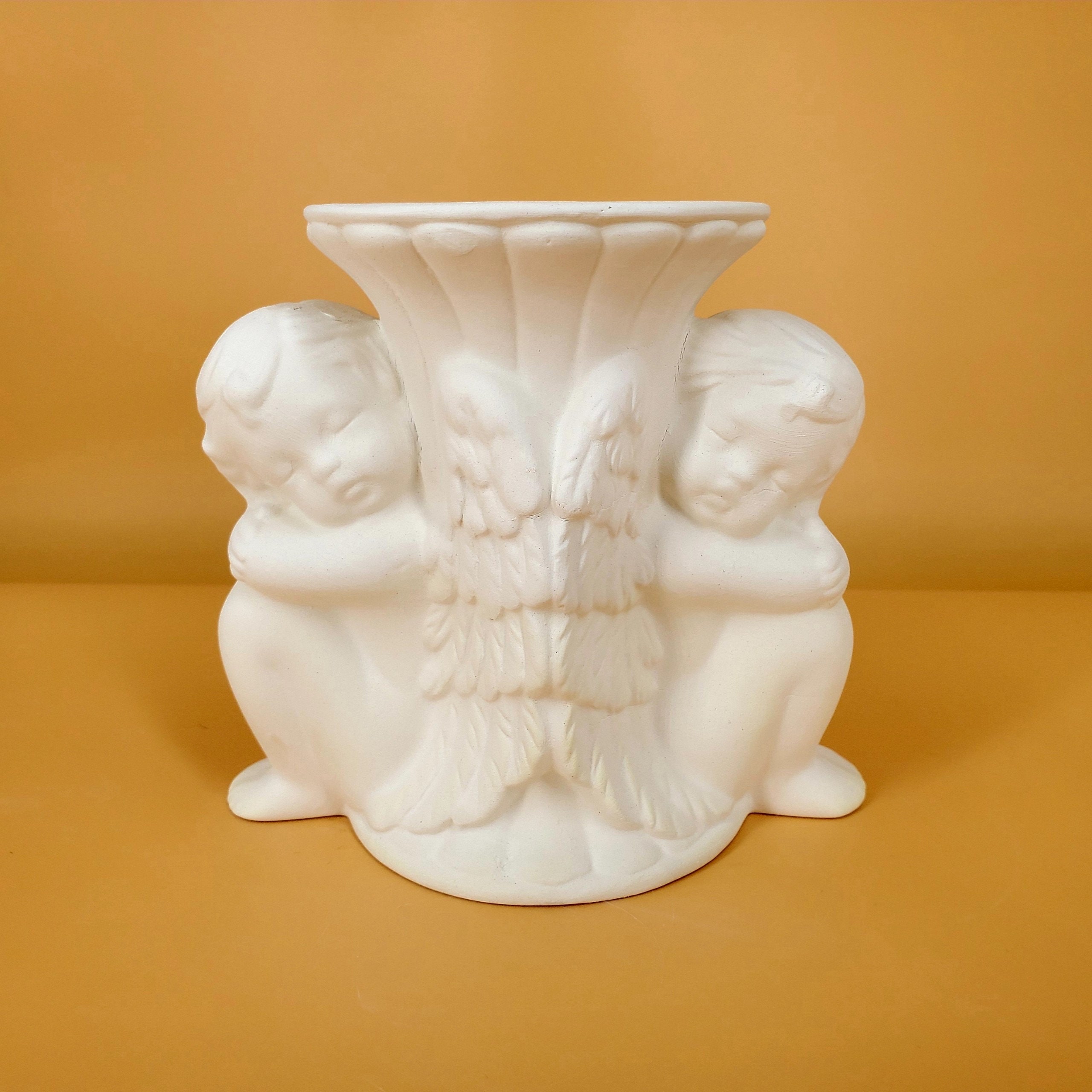 Cherub Vase Slip Cast Ceramic Bisqueware Etsy