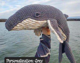 Humpback Whale Crochet Amigurumi - Oversized Jumbo Stuffed Plush