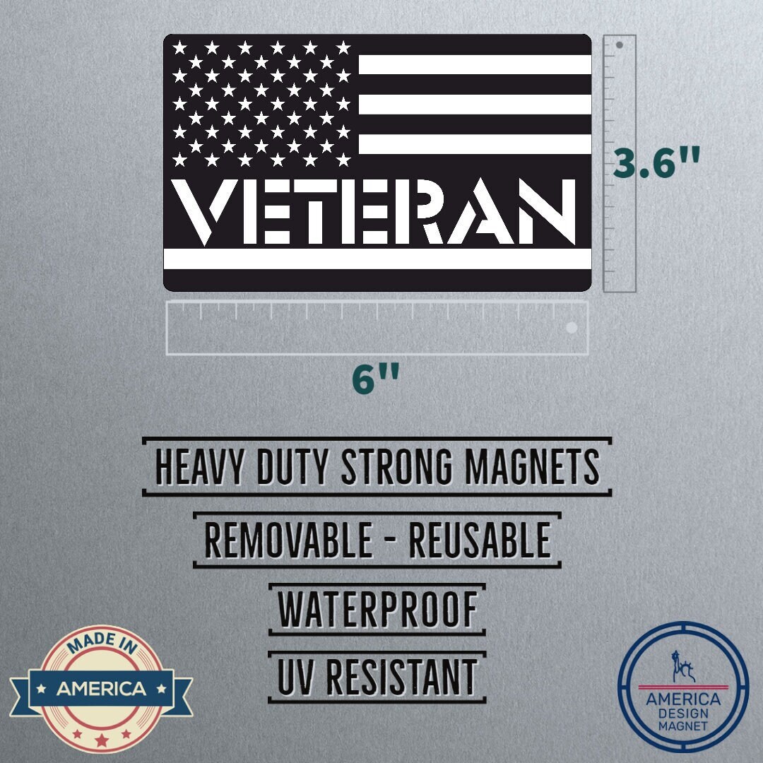 American Flag Veteran Magnet – Distressed Refrigerator & Car Magnet For Military Support