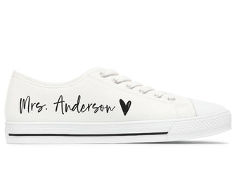 Personalized Bride Sneakers, Custom Bridal Sneakers, Custom Wedding Shoes for Bride, Bride Sneakers Converse, Future Mrs Gift | W008