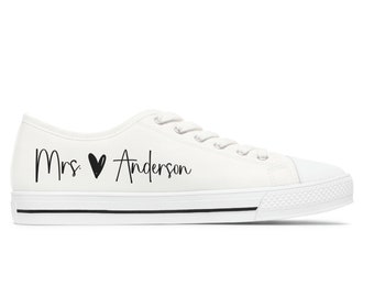 Personalized Bridal Sneakers, Custom Wedding Shoes for Bride, White Converse Womens, Wedding Trainers, Future Mrs Gift | W004