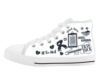 Swifty Kids Shoes, Mini Swift Girls Sneakers, Taylor Youth Merchandise, Eras Shoes, High Top Sneakers for Kids, Swift Merch for Girls