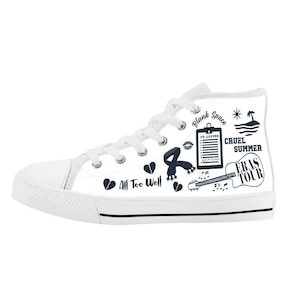 Swifty Kids Shoes, Mini Swift Girls Sneakers, Taylor Youth Merchandise, Eras Shoes, High Top Sneakers for Kids, Swift Merch for Girls