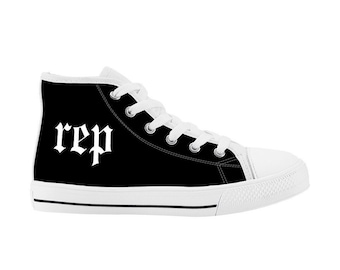 Rep Shoes, Kids Taylor Merch, Rep Sneakers, Swift Merch for Girls, Youth Taylor Shoes, Black High Tops, Eras Shoes