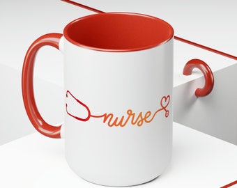 Cute Nurse Mug, Nurse Coffee Cup, Registered Nurse Gift, Future Nurse Graduation Gift, Nursing Student Gift, Stethoscope Heart Beat