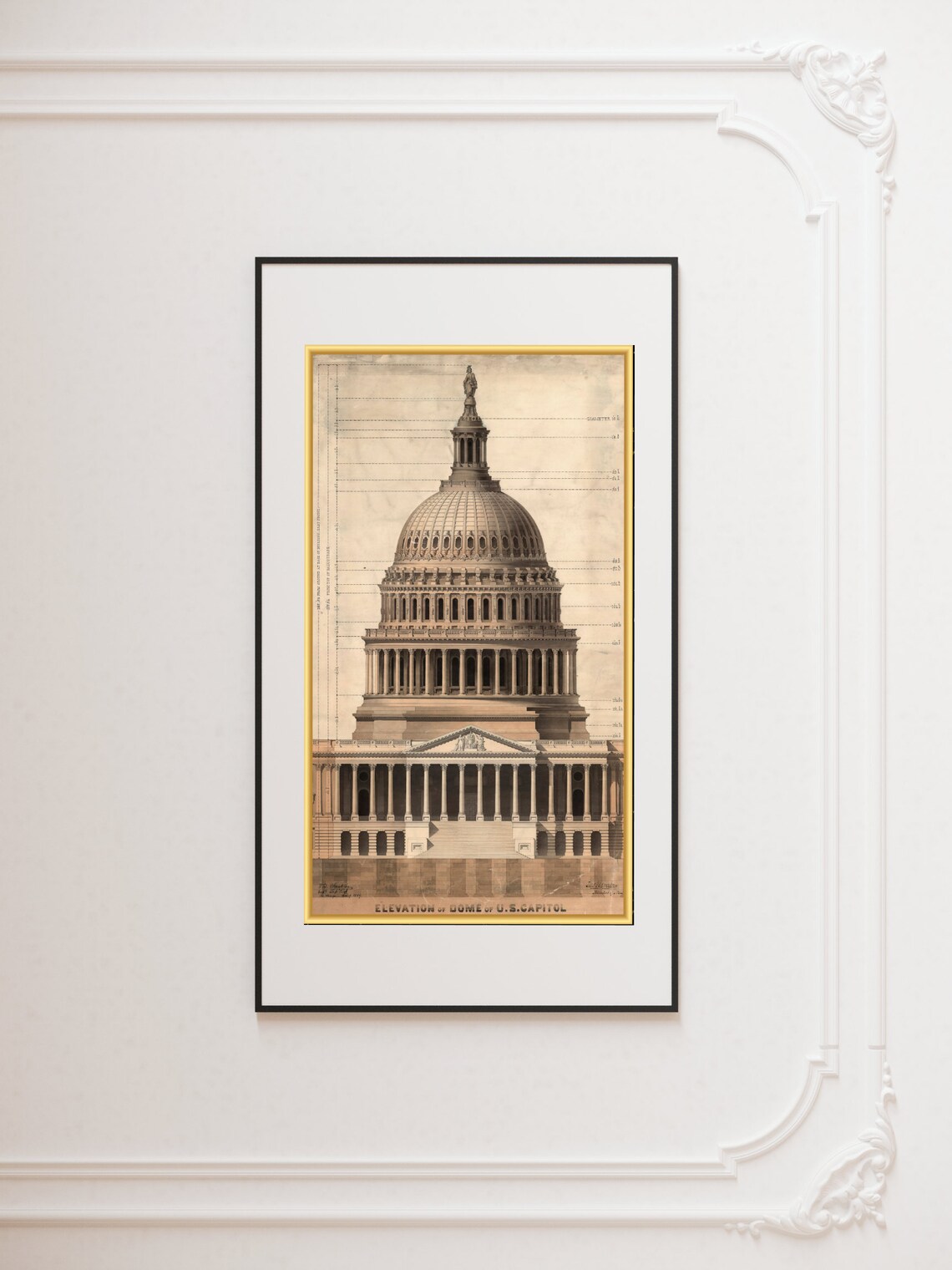US Capitol Hill Digital Art Printable Watercolor Print Drawing Ink 19th ...