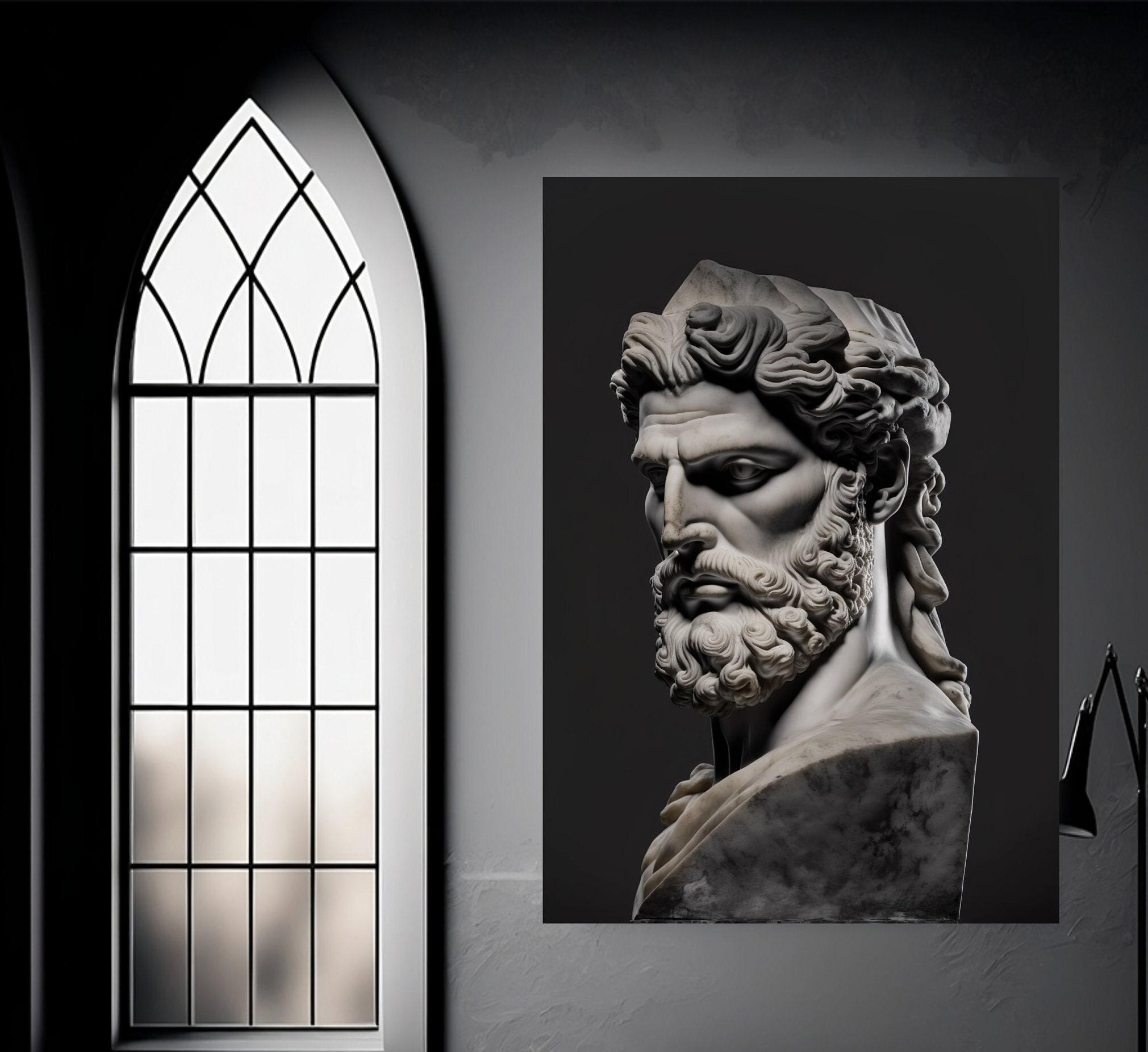Downloadable Digital Art Printable Roman Bust Marble Black & White ...