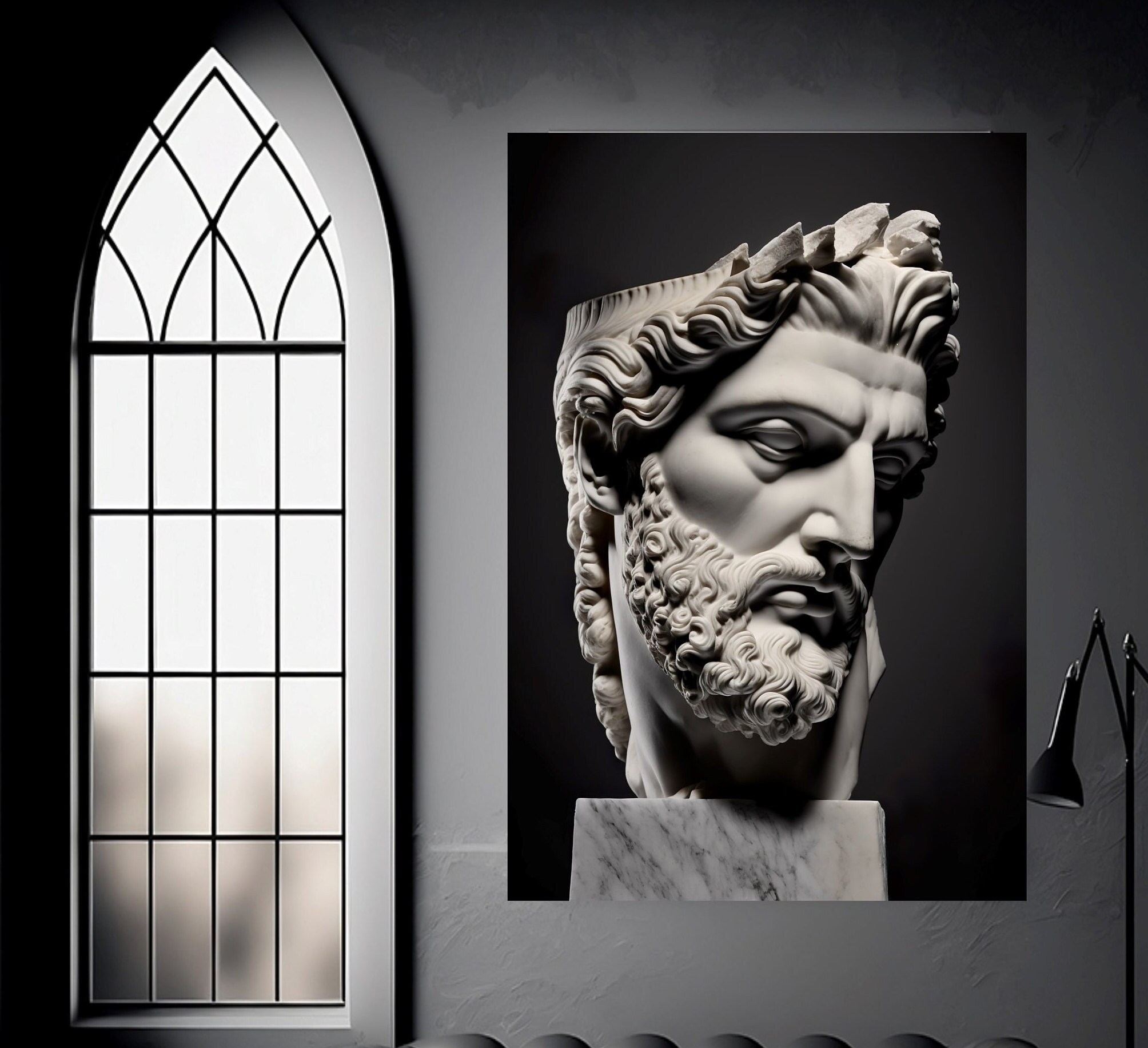 Downloadable Digital Art Printable Roman Bust Marble Black & White ...