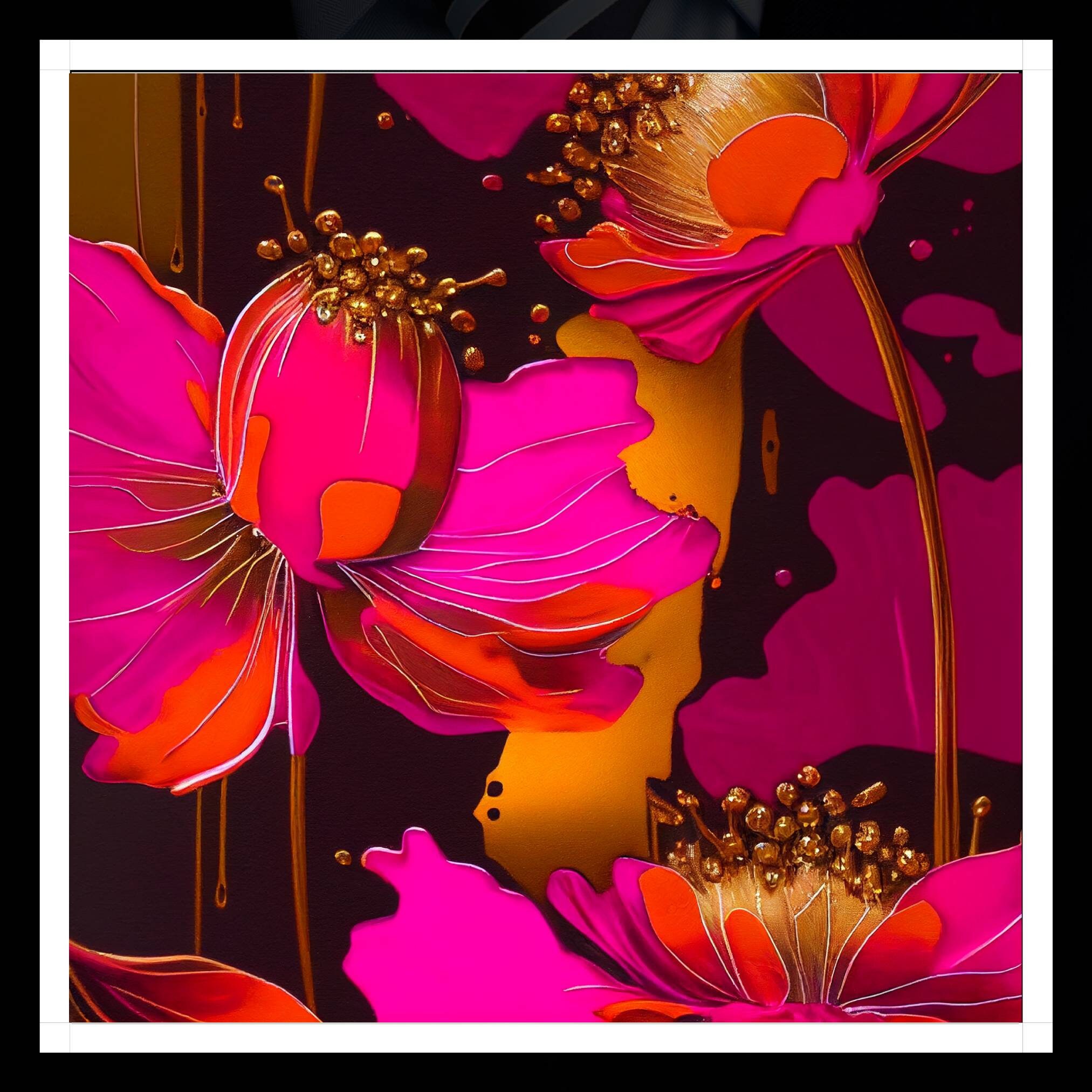 Digital Art Downloadable Flowers Pink Orange Fuchsia Modern Original ...