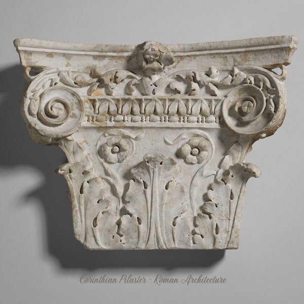 Capitello di pilastro in marmo / Corinzio / Romano / Architettura / Colonna / Frammento / Download digitale / Arte stampabile / Stampa fotografica / Classica