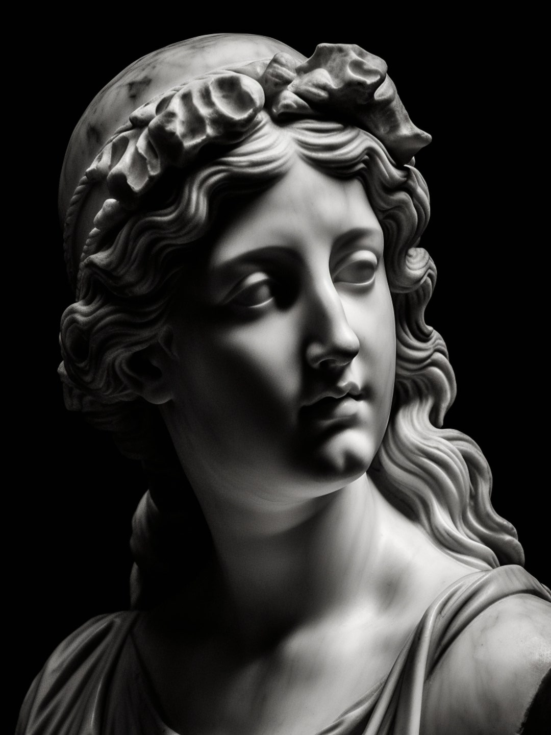 Image of Greek Goddess Marble Black & White Sculpture - Etsy