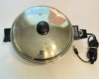 Saladmaster Electric Skillet Fry Pan Stainless Steel 11 Vapo Lid Cord 7817