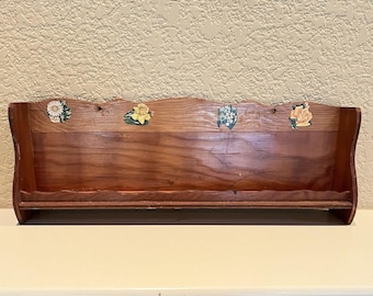VTG Wood Hanging Spice Rack 1 Tier Shelf Free Standing or Wall Mounted 15x5
