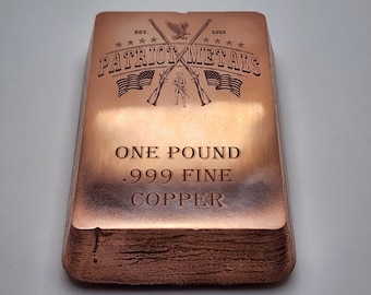 Patriot Metals 1 Pound .999 Fine Copper Bar Mirrored Finish