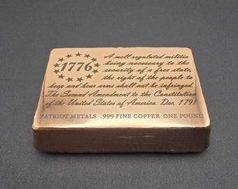Second Amendment One Pound Copper Bar
