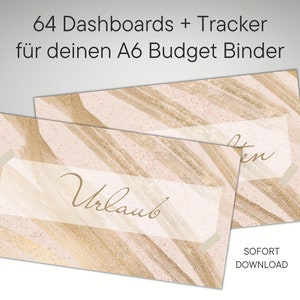 60+ dashboards / covers + matching trackers for A6 budget binders - gold glitter
