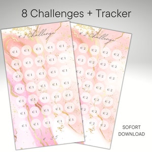 8 savings challenges in a set for A6 budget binders