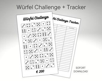 Dice Savings Game Challenge + Tracker for A6 Budget Binder