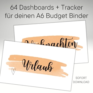 60+ Dashboards / Covers + Matching Trackers for A6 Budget Binder - Calligraphy Font, Apricot, Heart
