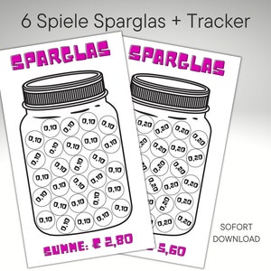 6 savings games Sparglas Challenge + matching trackers for A6 budget binders