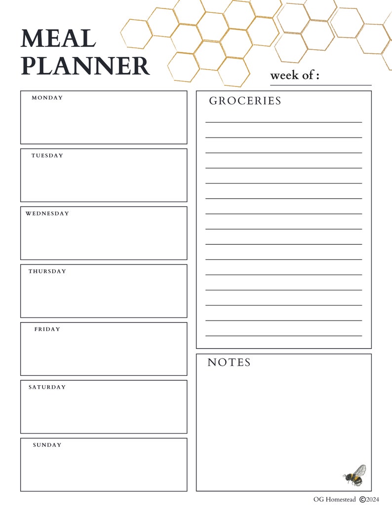 Printable Weekly Meal Planner - Etsy