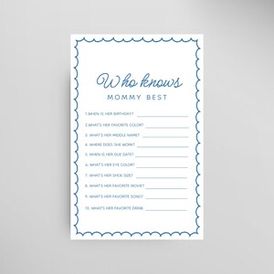 Juego "Sea You Soon Baby Shower" de "Quién Conoce Mejor a Mamá" - Temática del Océano Costero - Conchas Dibujadas a Mano - Tarjeta de Juego para Baby Shower Imprimible de 5.5x8.5