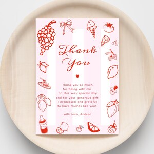 Handgezeichnete Ciao Babyparty Dankeskarte, Amalfiküste Italienische Babyparty Dankeskarte, bearbeitbare Farben Templett, Instant Download
