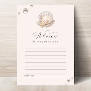 Petite perle de conseils pour baby shower pour les futurs parents | Thème coquillage plage océan | Jeu de Baby Shower pour Filles Imprimable | Téléchargement instantané