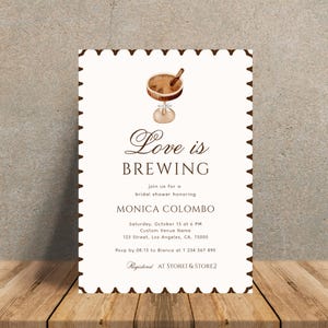 Love is Brewing Bridal Shower Invitation | Coffee & Espresso Martini Theme | Editable Digital Bridal Shower Template Instant Download