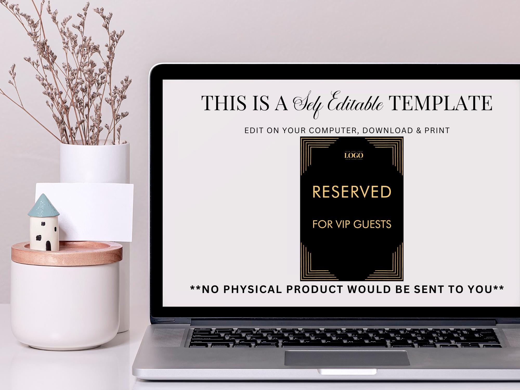 Vip Event Resevered Signage Black and Gold Reserved Sign 5x7: VIP Event Table Template (add Logo ...