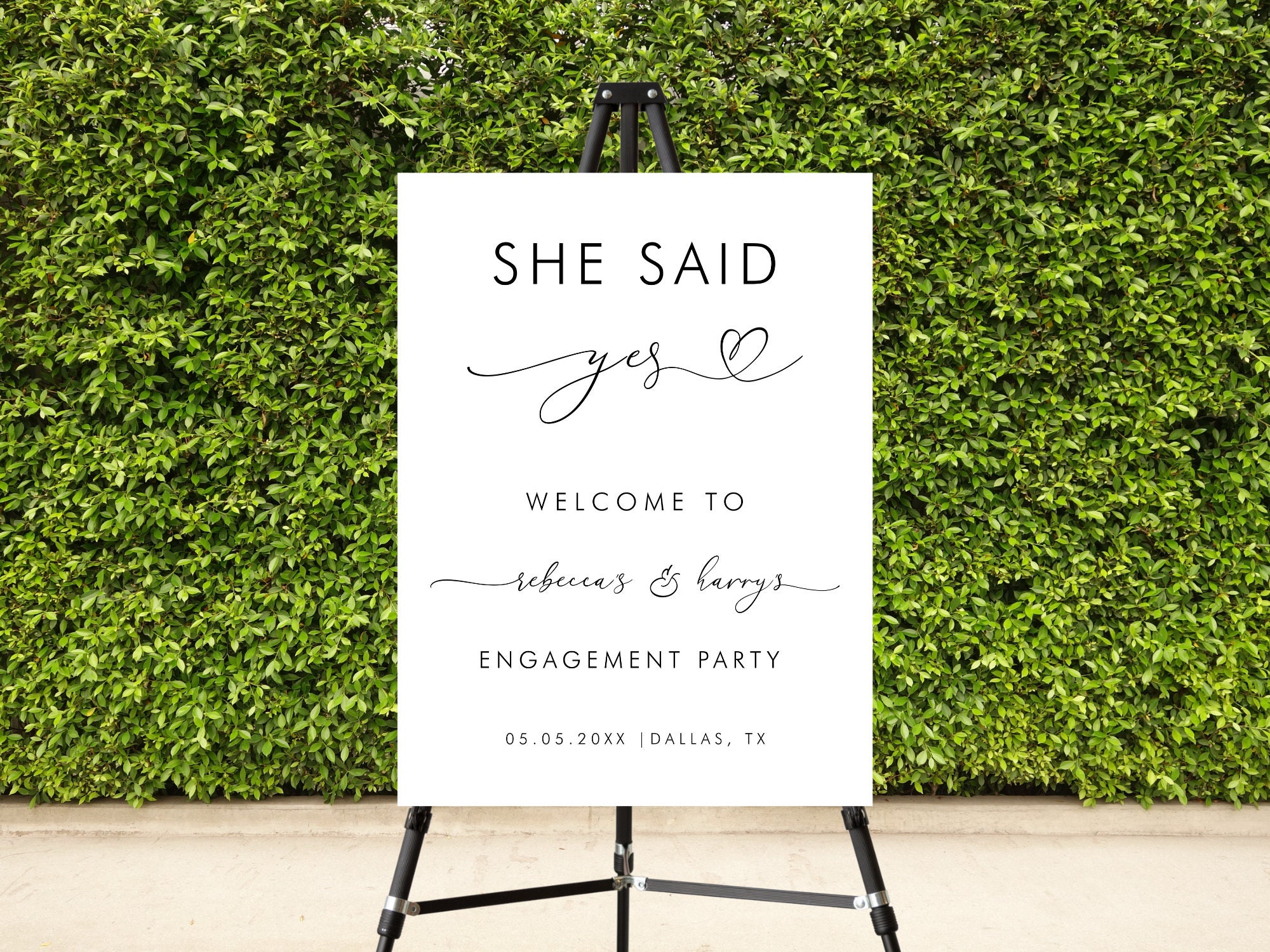 She Said Yes Engagement Welcome Sign Digital Welcome Sign Template DIY ...