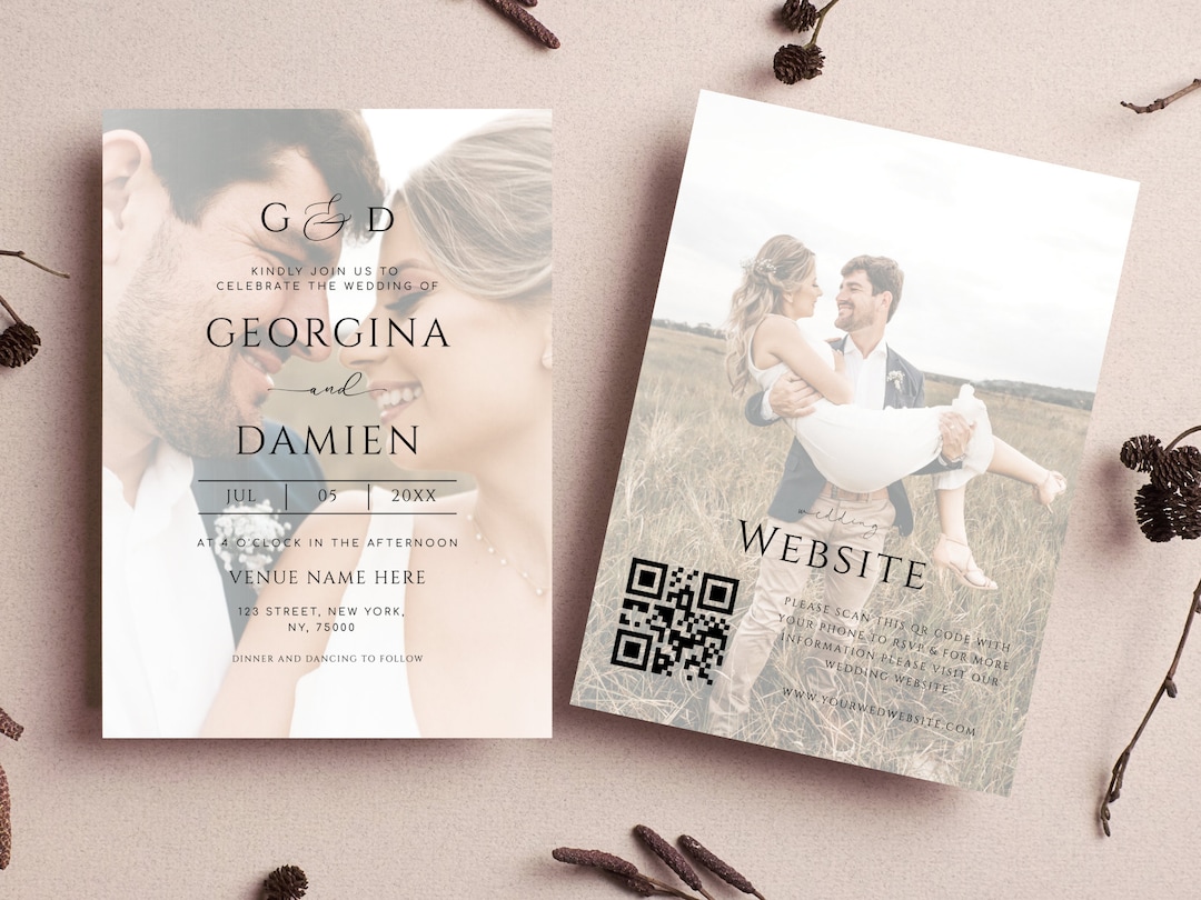 Digital 2 Fading Photos Wedding Invite - Editable All in One Wedding ...