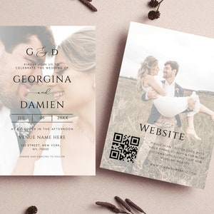 Digital 2 Fading Photos Wedding Invite - Editable All in One Wedding Invitation - DIY Transparent Wedding Invitation - Printable QR Code