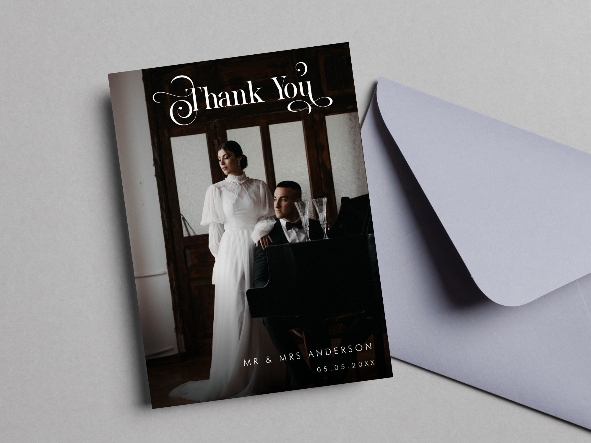 Vintage Boho Black Wedding Thank You Card Retro Wedding - Etsy