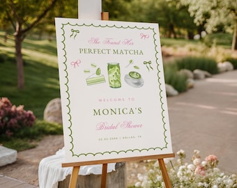 Matcha Bridal Shower Sign: Green Tea Party Decor (Editable Template, Digital Download)