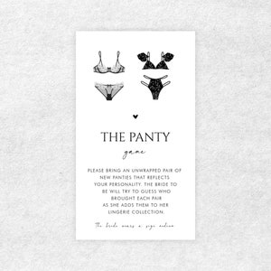Zwarte lingerie bruids douche panty spelbijsluiter kaart - digitaal hart de panty spelkaart - DIY wit zwart panty bijsluiter kaartsjabloon