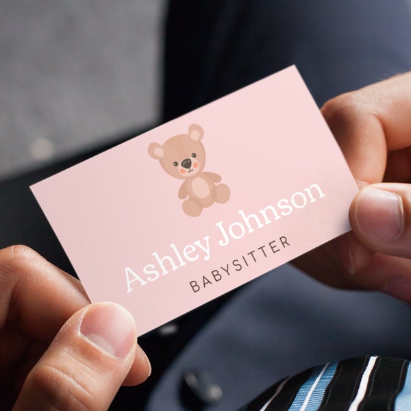 Сute Teddy Bear | Babysitter Nanny Adorable Sweet Business Card | Babysitting Services Professional Calling Card | Cute Playful Design |