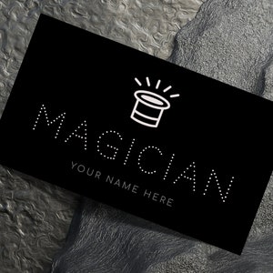Iluzjonista Magik Magiczny Kapelusz Karta Czarno-Biała, Ikony Mediów Społecznościowych, Magiczne Pokazy Sztuczek Rozrywka Iluzja, DIY Cyfrowa Wizytówka