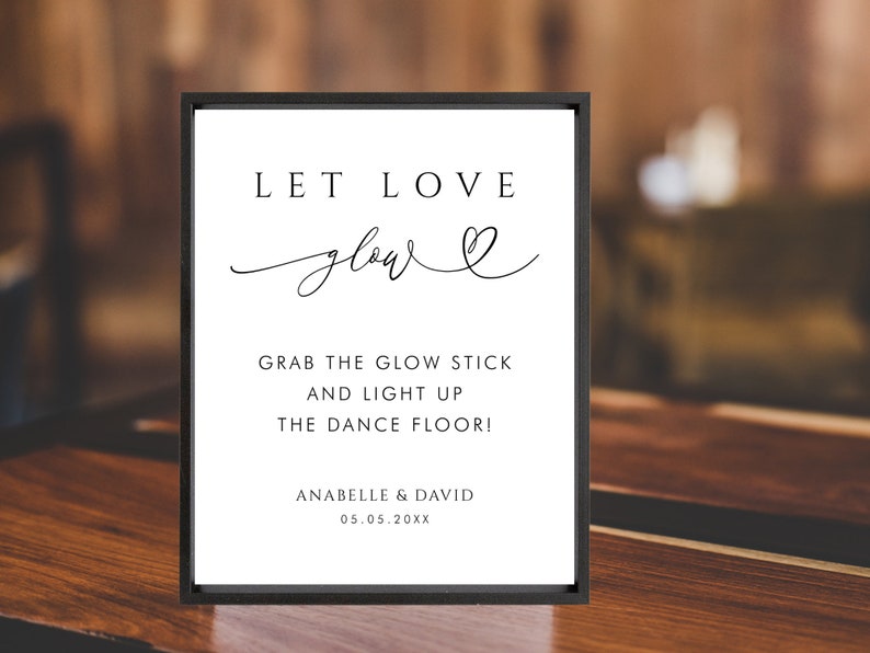 Digital Let Love Glow Sign Wedding Glow Stick Sign Template Light Up the Dance Floor DIY Sign EDITABLE PRINTABLE Glow Sticks Signs image 4