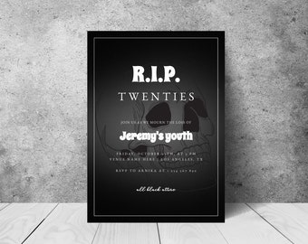 RIP 20s Death to my Youth 30th Birthday Party Invitation - Digital RIP Twenties Birthday Party Invite - 30th Birthday Invitation Template