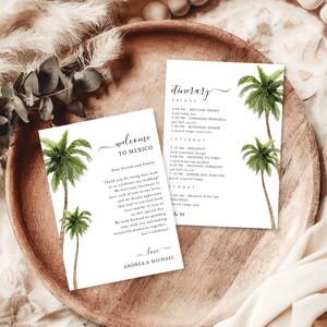 Lettre de bienvenue et itinéraire de mariage à destination | Programme modifiable du week-end de mariage | Carte d'informations client imprimable numérique à téléchargement immédiat