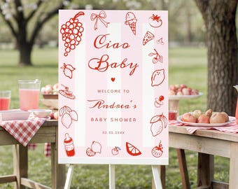 "Zitronen-Babyparty-Schild, ""Amalfi Küste"" Willkommensgruß, handgezeichnet (Instant Download)"