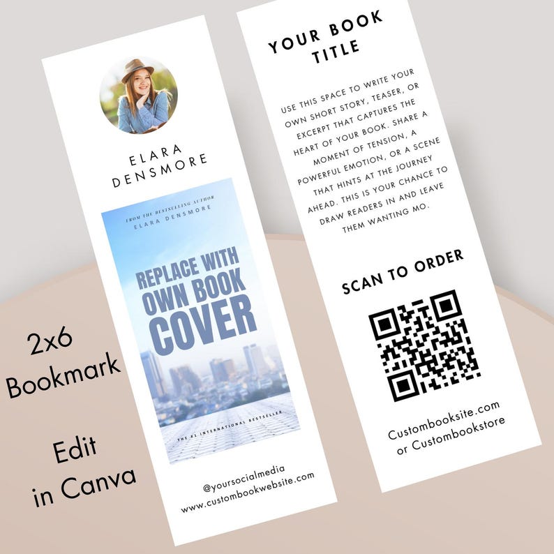 Author Bookmark Template, Custom Book Promo, Editable Canva Design - Etsy
