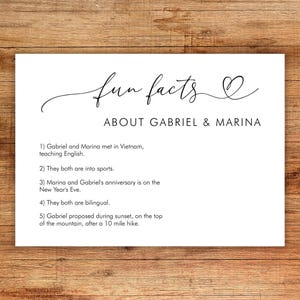 Carte de clôture numérique anecdotes amusantes - carte de clôture anecdotes amusantes pour les jeunes mariés bricolage - modèle de carte de clôture de mariage, modifiable imprimable